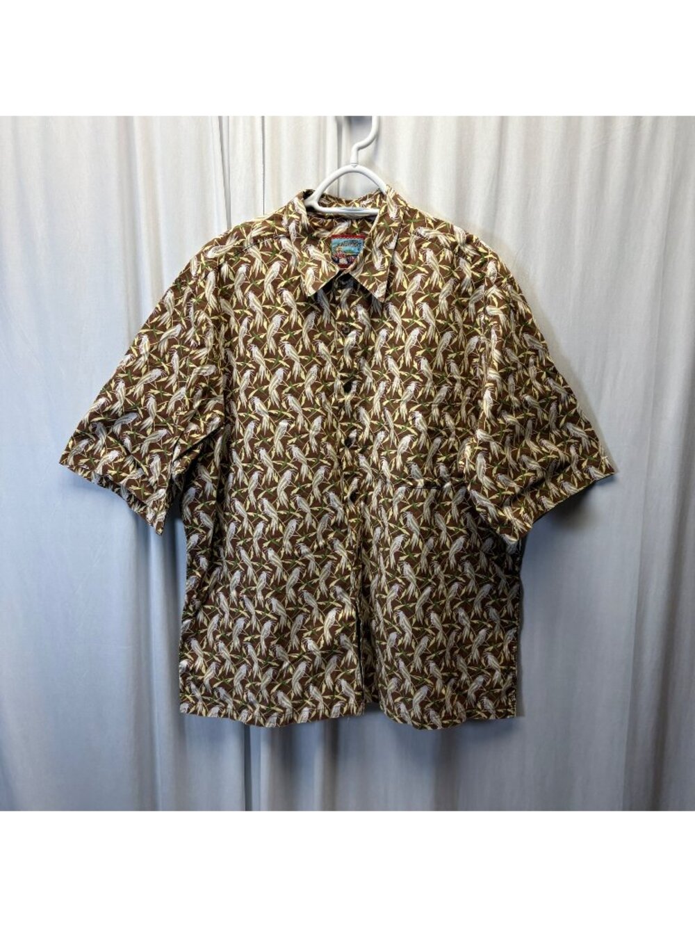Reyn Spooner Joe Kealuhas Hawaiian Shirt Mens Size XL Brown Cotton Birds Vintage